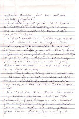 Memories of Highland Mill Village, by "Pixie" Cox